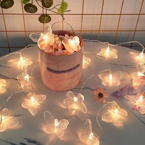 Kal-3m 20led Blanc Chaud Papillon Fées Guirlande Lumineuse Intérieur Extérieur Lumières Fonctionnement De Batterie Pour Maison Fête Jardin Mariage Noël Éclairage Décoration (Clairement) - Neuf