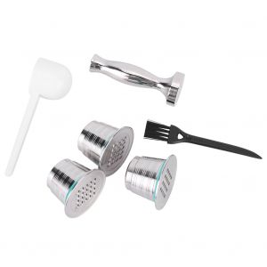 Hjlian Lot De 3 Capsules De Cafe En Acier Inoxydable Avec Marteau A Poudre Pour Machine Nespresso - Neuf