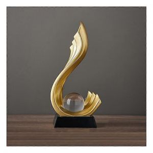 Sculpture Abstraite, Statue, Finition Doree, Decoration Moderne Pour Salon, Sculpture Pour Appartement Contemporain - Neuf