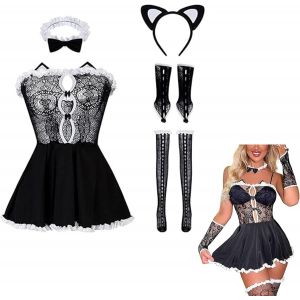 Asas-Tenue De Soubrette Sans Bretelles En Dentelle Pour Femme¿Lingerie De Cosplay D'anime¿Costume D'halloween - Neuf