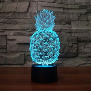 Ananas Led 3d Veilleuse,7 Couleurs Toucher Lampe De Chevet Chambre Table Art Déco Enfant Ni - Neuf