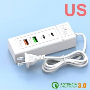 Chargeur Usb 4 Ports,Multiprise Pd Type C,Charge Rapide,Chargeur Mural Pour Iphone Samsung Xiaomi,Prise Eu/Us/Uk,Adaptateur D'alimentation Pour Téléphone--2usb2pd White Us - Neuf