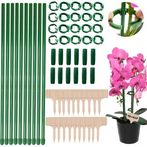 Letnerny-20pcs Tuteur Plante Interieur, 30cm Tuteurs Pour Plantes Exterieur, Tuteur Orchidee Et Plantes Clips Extensibles Ensemble, Tuteur Tomate Jardin Pole Avec Connecteurs & &Eacute;tiquettes De Plantes - Neuf