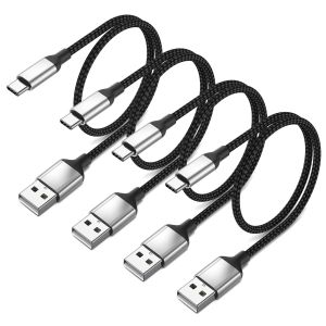 JGD-C&acirc;ble USB vers USB C court 30 cm, lot de 4 c&acirc;bles USB de type C, c&acirc;ble de charge rapide et c&acirc;ble de donn&eacute;es pour Samsung Galaxy Xiaomi Huawei Mate 50 40 30 Pro Oneplus Android Auto Noir - Neuf