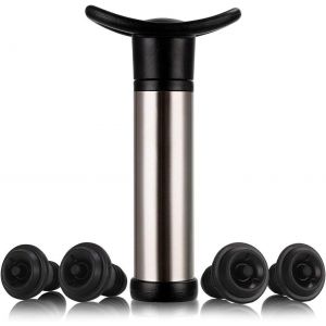 Pompe À Vin Pompe À Vide En Acier Inoxydable Utilisée Pour La Conservation Du Vin, La Pompe À Vin Est Utilisée Pour Éliminer L'air Et Mettre Sous Vide La Conservation Du Vin, Avec 4 Bouchons - Neuf
