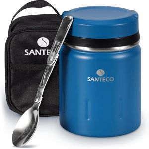 TIANYI-Boîtes Alimentaires Isothermes en Acier Inoxydable 500ml avec Sac, Boîte Isotherme Bol Isotherme Repas Chaud et Froid avec Cuillère Pliante, Récipient Alimentaire Isotherme pour Ecole, Burea - Neuf