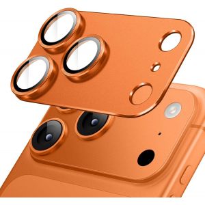 Protecteur D'objectif De Cam&eacute;ra Pour Iphone 17 Pro 6,3 Pouces, Couverture Compl&egrave;te En Verre Tremp&eacute; 9h Anneau, Plaque M&eacute;tallique Mat, Compatible Avec La Coque, Lot De 1 (Orange) - Neuf