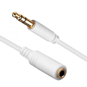 VornixorSarlshop-C&acirc;ble d'extension audio st&eacute;r&eacute;o 3,5 mm m&acirc;le vers femelle | C&acirc;ble d'extension audio st&eacute;r&eacute;o | pour haut-parleurs, casque, tablette, MP3 | Blanc | 2 m&egrave;tres - Neuf