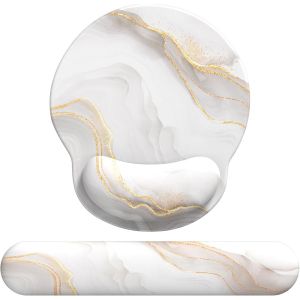 JGD-Tapis de Souris Support de Repose-Poignet, Tapis Souris Ergonomique en Gel, Tapis de Souris Frais pour Gamer, Repose Poignet Souris avec Base en PU antid&eacute;rapant (Marbre Blanc Kit) - Neuf