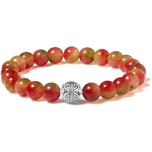 Eryi-Naturelles 8mm Pierres Bracelet Précieuses Deavec Cristal Bangle En Perles Avec Pendentif En Argent Sterling 925 Pendentif Double Bonheur - Neuf