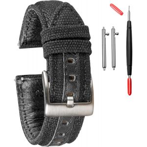 Eryi-Bracelet De Montre En Toile À Dégagement Rapide - Bracelet De Rechange En Tissu Militaire Pour Homme Et Femme - Choix De 18 Mm, 20 Mm, 22 Mm, 24 Mm - Convient Pour Un Usage Intensif 24mm Vert - Neuf