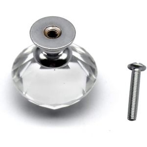 Lot de 10 boutons de tiroir en cristal de 30 mm avec vis pour armoires et meubles - Neuf