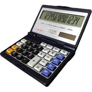 Calculatrice pliante avec grand &eacute;cran 14 chiffres solaire et batterie double alimentation fonction de contr&ocirc;le et correction Convient pour les finances commerciales et le bureau - Neuf