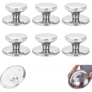 Jexnovashop-Bouton De Couvercle, Ensemble De 6 Pi&egrave;ces Boutons Couvercle Casserole Bouton De Wok Poign&eacute;e Du Couvercle Remplacement Acier Inox, Pour Bouilloires, Po&ecirc;les &Agrave; Frire, Po&ecirc;les &Agrave; Frire - Neuf