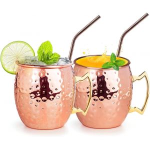 Verre Moscow Mule 2pc Tasse &Agrave; Cocktail Cuivre Pour Verre Cocktail&iquest;Rhum, Boissons Froides, Bar, F&ecirc;te, Cadeaux - Neuf
