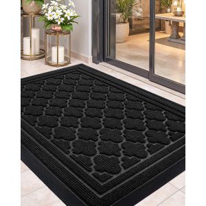 Subzonal-Color G Paillasson Exterieur Entree 60x90cm, Tapis Exterieur Resistant Pluie, Tapis D'entr&eacute;e Lavable, Tapis De Porte Antiderapant Pour Couloir, Chambre, Balcon, Jardin - Noir - Neuf