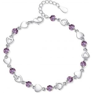 Bracelet Coeur Femme Bracelet Argent 925 Pour Femme Fille Couple Bracelet D'amiti&eacute; Femme Bracelet C?ur R&eacute;glable Bracelet Cristal Bracelet Femme Argent Bracelet En Argent Coeur Bracelet Chaine - Neuf