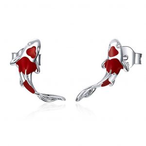 Femmes Filles Lucky Koi Rouge &Eacute;mail Goujon Boucles D #39;Oreilles Poisson Oreilles Clous Saint-Valentin Bijoux Cadeau - Neuf