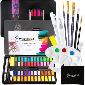 Mevronisshop-Set De Peinture Aquarelle Solide - 48 Couleurs Bo&icirc;te D'aquarelle Concentr&eacute;e - Pour Enfants, D&eacute;butants, Professionnels - Neuf
