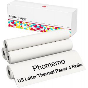 Papier pour imprimante thermique, format lettre US, 4 rouleaux, 216 mm x 6,5 m (8,5"" x 256""), compatible avec l'imprimante portable A4 M832/M833/M834, pour voyage, maison, photo, facture - Neuf