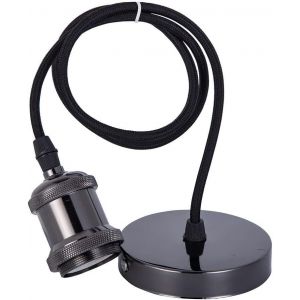 KAL-Kit De Cordon Suspension Suspendu Pour Douilles De Lumière Vintage Avec Interrupteurs, Cordon De Douilles De Lampe Industrielle E26/E27 Pour Cuisines, Salles À Manger, Bars, Restaurants-Noir - Neuf