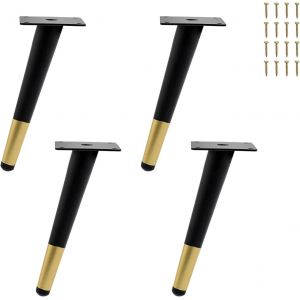 Pack De 4 Noir Or De Meubles En Métal Jambes, 20cm De Remplacement Jambes Pour Meuble Tv, Armoire Et Penderie, Bricolage Remplacement Des Jambes De Canapé, Armoire, Tables De Café, L'or Noir, 20 Cm - Neuf