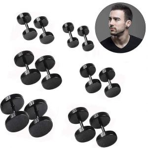 Nouveau Produit,Femmes Hommes Noir Boucles D'oreilles,6 Paires 4mm-10mm En Acier Inoxydable Rond Vis Barre Boucles D'oreilles - Neuf