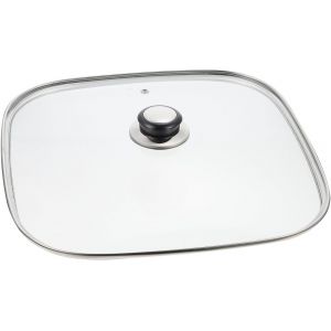 Jexnovashop-Couvercle Carr&eacute; En Verre Pour Po&ecirc;les &Agrave; Griller Couvercle De Remplacement Avec Poign&eacute;e 30cm Dessus En Verre S Pour Po&ecirc;les Casseroles &Agrave; Frire Fonte - Neuf