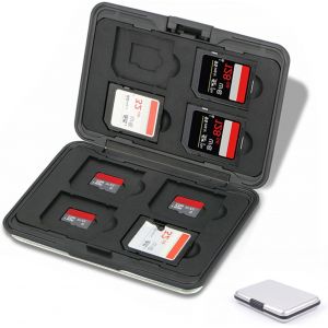KALANKA-Étui pour Cartes Mémoire 16 Emplacements Résistant à l'eau, 8 SD + 8 Micro SD Cards, Boîte Plastique pour Micro SD SDXC SDHC TF (Argent) - Neuf