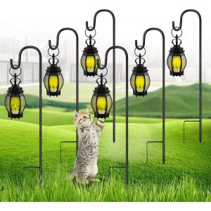 Mevronisshop-Lot De 6 Crochets De Berger Pour Lanternes De Jardin, 81 Cm, Crochet De Berger R&eacute;glable Avec Base En M&eacute;tal, Crochets De Jardin Pour Suspendre Des Lumi&egrave;res De No&euml;l, Paniers De Plantes, No - Neuf