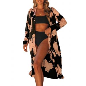 Femmes Beach Covers Kimono Robes Avec Ceinture Floral Long - Neuf