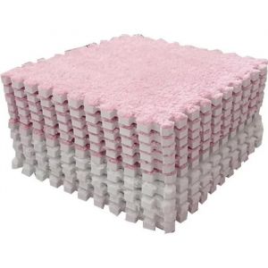 SURENHAP Tapis de sol emboîtable en mousse pelucheuse Tapis de sol en mousse en peluche, 10 puericulture d'eveil Rose Blanc - Neuf