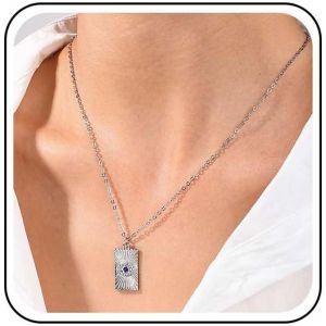 Kales-Collier Cristal Vintage Mauvais Oeil Collier Choker Mauvais Oeil Cha&icirc;ne Pendentif Rectangle Collier Oeil Bleu Turc Bijoux Pour Femmes - Neuf