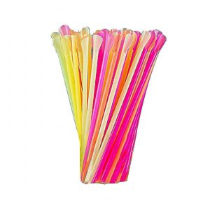Pailles et cuill&egrave;res en plastique color&eacute;es jetables 100-1000 pi&egrave;ces pour smoothies,milkshakes,fournitures de restauration de f&ecirc;te - Neuf