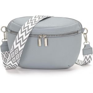 KALANKA-Sac Banane Femme Bandoulière Élégant Cuir Vegan Sacs Bandoulière Homme Sacoche Bandouliere Sac à Main Mode pour Quotidien & Voyage Gris-Bleu - Neuf