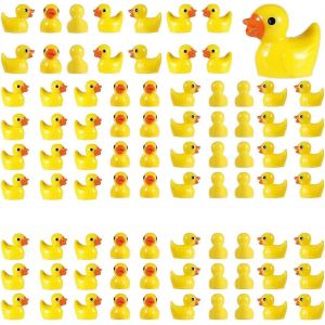 Pack de 100 figurines Mini Canard,Mini Canards en r&eacute;sine Petits Canards,Canard Mini Figurines Animaux pour Aquarium Figurines de Jardin Miniature D&eacute;coration (Jaune) - Neuf