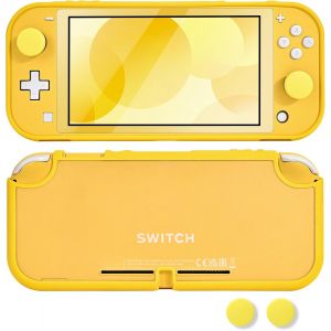 Case for Switch Lite,Anti-Scratch Frosted Translucent White Protective Shell Cover PC Shockproof Protector Case with 2 pcs Thumb Grip Caps,Yellow - Neuf