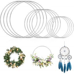 12 Cercle Metal 10Cm 15Cm 20Cm Cercle Attrape Reve Cercle Decoration Anneaux Attrape Rêve En Métal,Pour Floral Hoop,Capteurs De Rêves,Mariage,Art Floral,Tenture Murale (Argent) - Neuf