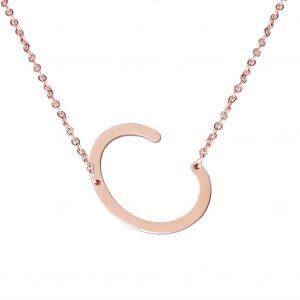 Colliers En Acier Inoxydable &Agrave; La Mode Avec Pendentif En Forme D'alphabet Or Rose C - Neuf