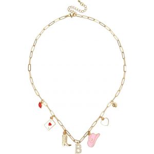 Kal-Collier À Breloques Initiales Or Pour Femmes, Cowgirl Occidentale Collier Pendentif Lettre Bottes De Cowboy Chapeau Collier Chaîne Trombone Tendance Cadeau De Bijoux - Neuf