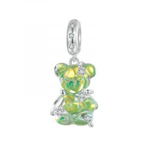 Wostu R&eacute;el 925 En Argent Sterling Princesse Ours Rose Perle Bleu Rose Ours Rouges Pendentif Breloques Id&eacute;al Pour Bracelet Collier Bricolage Cadeau D'anniversaire--Scc2754-Gn - Neuf