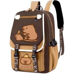 Capybara Sac à Dos Enfant,Capybara Sacs D'école de Dessin Animé Cartable Scolaire Sacs D'école Maternelle Sac à Dos à Deux Epaules Réglable Cartable Accessoire de Mode pour Randonnée Voyage - Neuf
