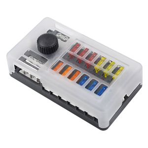 Bloc-Fusibles Amovible 12 Voies Avec 2 Fusibles Et 12 Voyants Led, Protection De Fusibles Automobile Pour Voitures, Bateaux Et Camping-Cars - Neuf
