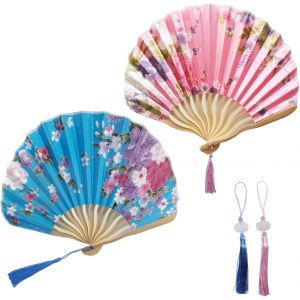 MEVRONISSHOP-2 Pi&egrave;ces Eventail Japonais Eventail Mariage Eventail Pliant Ventilateur Bois &Eacute;ventails Pliants en Bambou, pour danse, f&ecirc;te, decoration mariage f&ecirc;te cadeau - Neuf