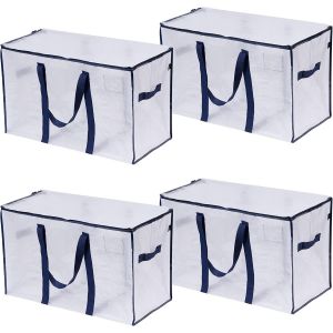Pack de 4 très Grands Sacs mobiles, Fermeture à Glissière, Sac de Stockage Durable, de Carton, de Stockage Alternative, de Stockage des Vêtements, Sacs de Voyage, Poche Étiquette - Neuf