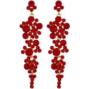 Kal-Boucles D'oreilles Femme Pendant Cristal Cluster Chandelier Lustre Long Boucles D'oreilles Oval Cluster Zircone Cubique Strass Boucles D'oreilles Pour Mariage Bal De Promo Bijou - Neuf