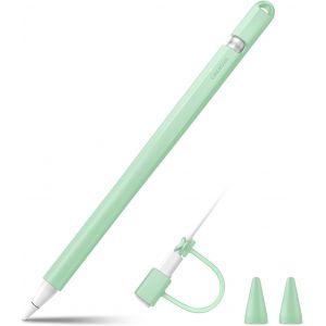 &Eacute;tui en Silicone Compatible avec Pencil (1&egrave;re G&eacute;n&eacute;ration), Etui de Protection L&eacute;ger Housse pour Stylo avec Couvercle de Points, Vert Clair - Neuf