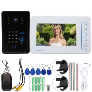 Interphone video avec ecran LCD 7 pouces, camera, sonnette, systeme de controle d'acces 110-240 V (Royaume-Uni) - Neuf