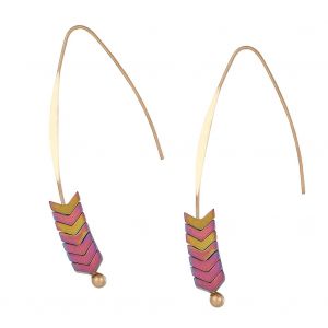 1 Paire De Boucles D'oreilles Creatives En Alliage Pour Femmes, Clous D'oreilles En Forme De Fleche, Decoration Multicolore - Neuf