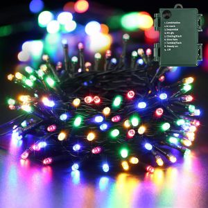 KAL-Guirlande Lumineuse Sapin De Noël, 20M 200 Led Multicolore Fairy Lights À Piles Extérieur 8 Modes Etanche Décoration Noël Pour Intérieur Chambre Fenêtre Arbre Anniversaire Jardin Festival - Neuf